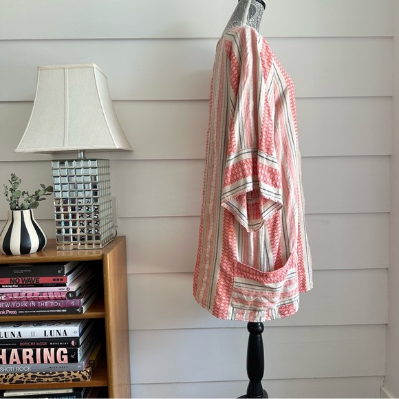 Stark X cotton Striped Shift Dress Resort Beach Cover Up size L - Picture 3 of 9